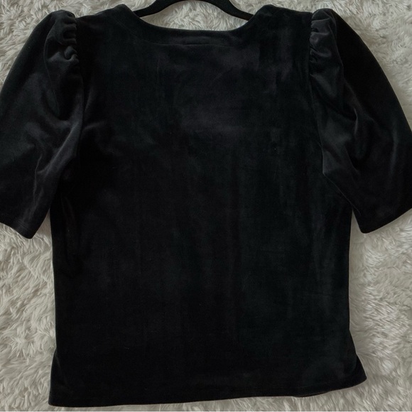 Betsey Johnson Black Velvet Puff Sleeve Corset Top Size 1 - Picture 4 of 4